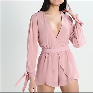 Split Sleeve Wrap Romper